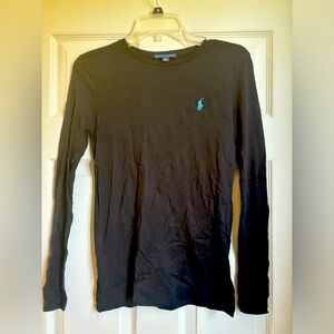 Polo Ralph Lauren black top with turquoise logo